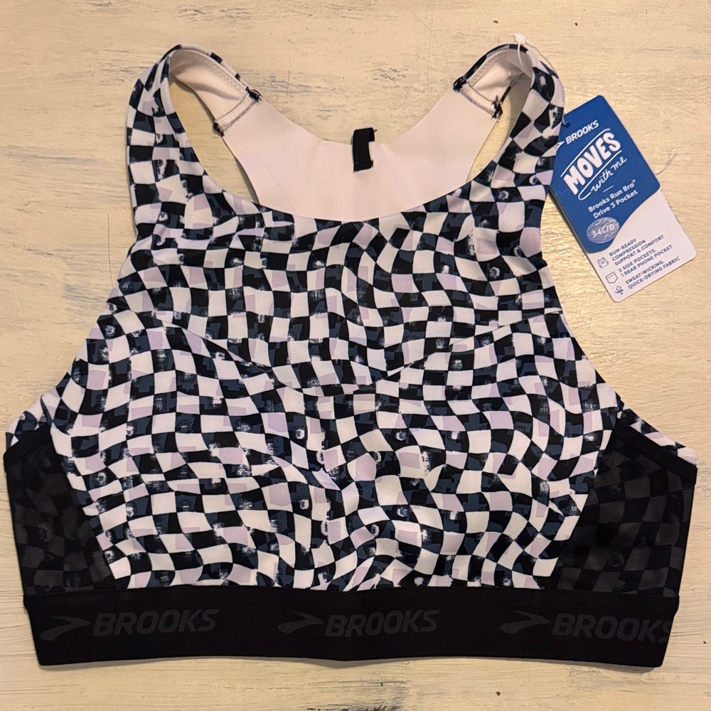 Brooks Black and White Sports Bra